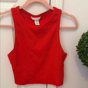 H&M Bright Red Ribbed Cropped Tank